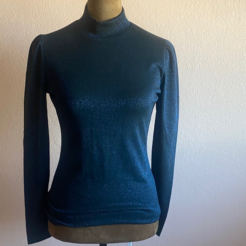 J. CREW Sparkling Navy Long Sleeve Top - Picture 2 of 9